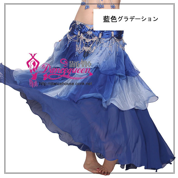 ベリーダンススカート00B-[多色可」3段フレアシフォン グラデーション スカートQC1107 - DanceQueen踊姫